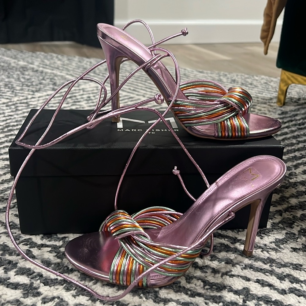 Strappy heels worn twice